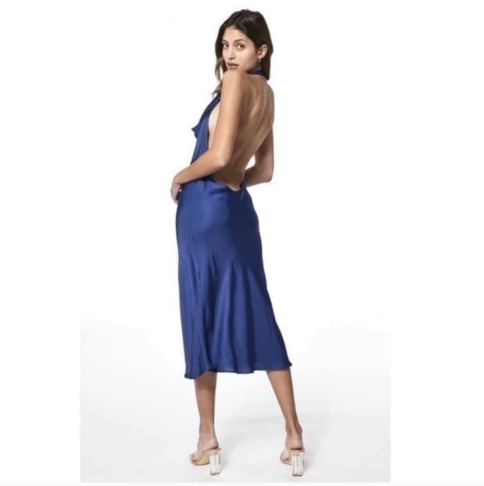 NWT YOUNG FABULOUS & BROKE Rebel Halter Blue Dress - Picture 2 of 8